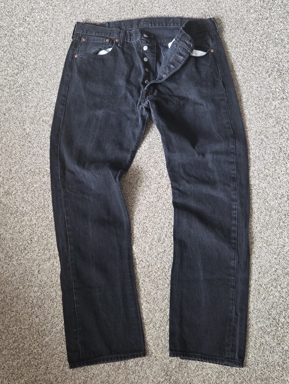 Levi’s 501 Straight Leg Men’s Jeans Y2K 38x34 (38x32) Black Button Fly Denim